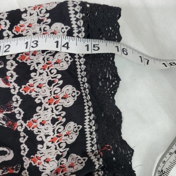 NWT [Angie] Boho Elephant Lace Tassel Cold Shoulder Top Black  S Festival Hippie - Picture 9 of 14